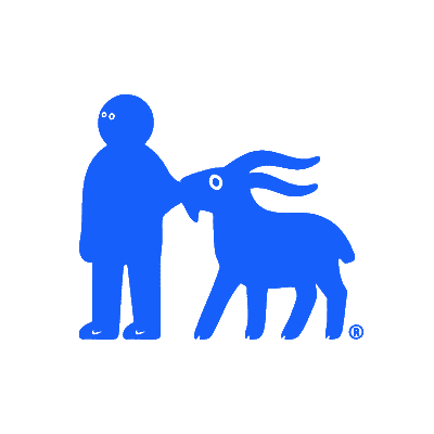 TheGoatBite logo: a person and a goat